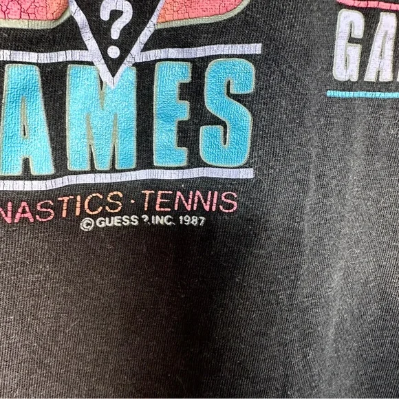 Guess Vintage 80's Games T Shirt OSFA Black Summer 88 Single Stitch One Size Tee